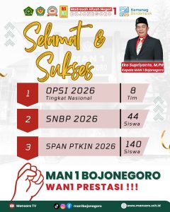 Terus Hasilkan Prestasi, MAN 1 Bojonegoro Sukses Antarkan 184 Siswa Ke PTN Tanpa Tes
